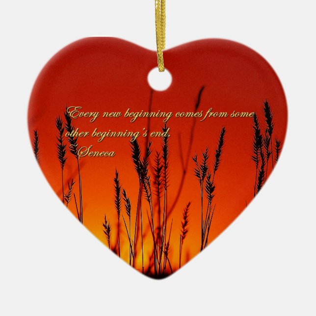 Sunset Silhouette Inspirational Ceramic Ornament (Front)