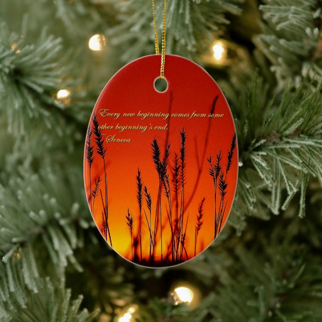 Sunset Silhouette Inspirational Ceramic Tree Decoration (Tree)