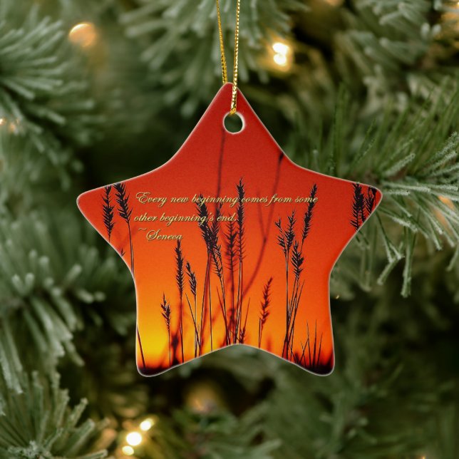 Sunset Silhouette Inspirational Ceramic Tree Decoration (Tree)
