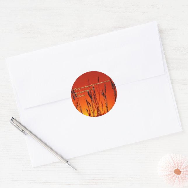 Sunset Silhouette Inspirational Classic Round Sticker (Envelope)