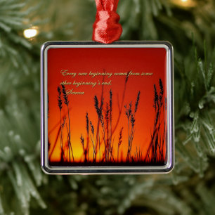 Sunset Silhouette Inspirational Metal Ornament