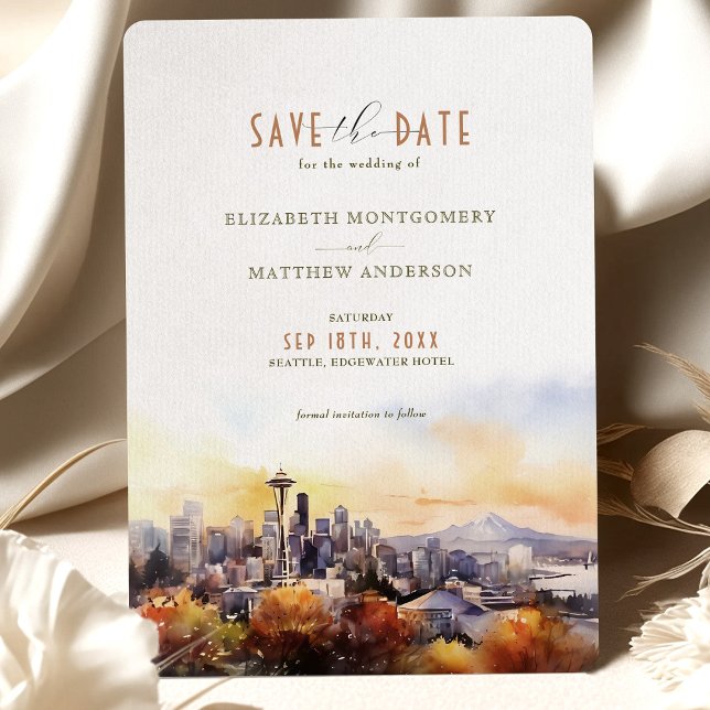 Sunset Silhouette Seattle Save-the-Date Invitation (Creator Uploaded)
