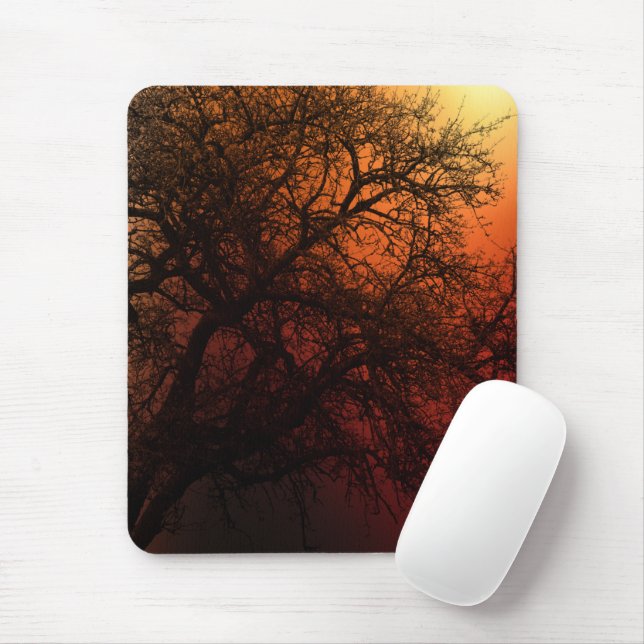 Sunset Silhouette Tree Art Mouse Pad (With Mouse)