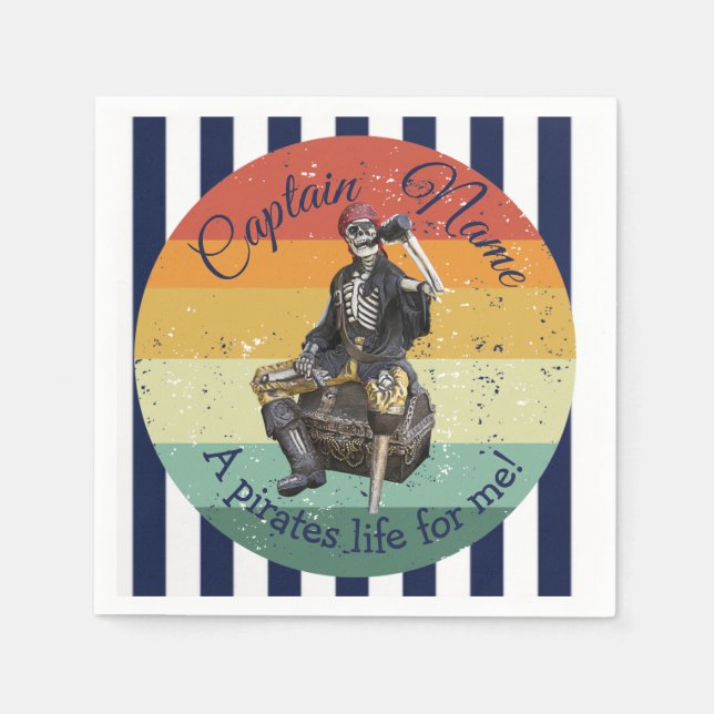 Sunset Skeleton Rum Party Pirate Napkin (Front)