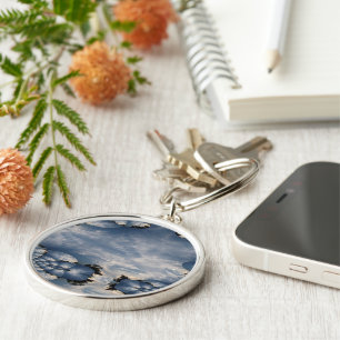 Sunset Skies Fractal Traced with Mirroring Pattern Key Ring