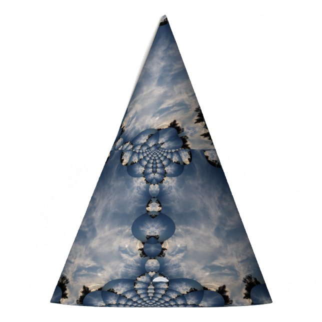 Sunset Skies Fractal Traced with Mirroring Pattern Party Hat (Left)