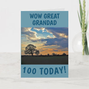 Sunset Sky 100th Birthday Card for Great Grandad
