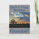 Sunset Sky and Tree Birthday Card for Grandad<br><div class="desc">Birthday card for Grandad featuring a beautiful sunset sky and a bare winter tree.  Text can easily be customised as you wish.</div>