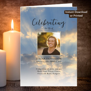 Sunset Sky Celebration of Life Funeral Program
