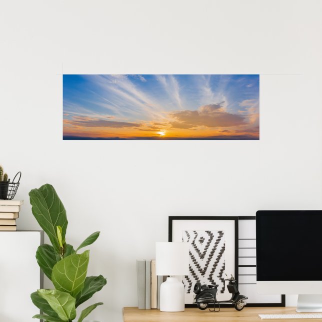 Sunset Sky Clouds Orange Blue Poster (Home Office)