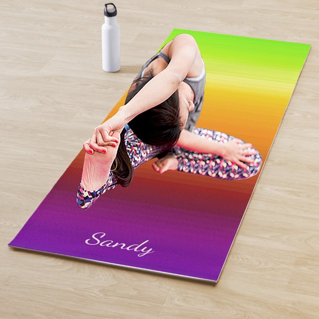 Sunset Sky of Green, Orange, Purple Add Your Name Yoga Mat (Creator Uploaded)