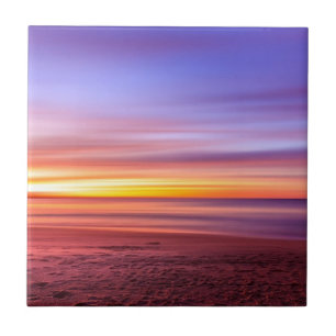 Sunset Sky over Beach and Sea Ceramic Tile