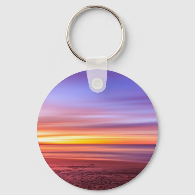 Sunset Sky over Beach and Sea Key Ring (Front)