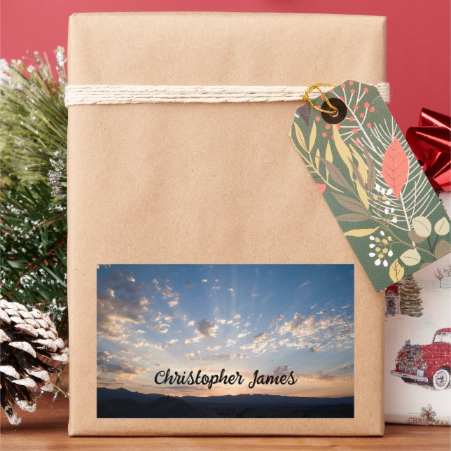 Sunset Sky Personalised Rectangular Sticker (Holiday)
