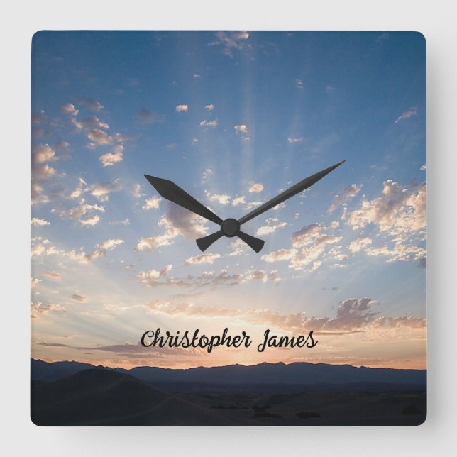 Sunset Sky Personalised Square Wall Clock (Front)