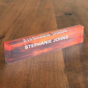Sunset Sky Photo Custom Clouds Orange Colourful Nameplate