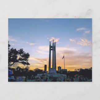Sunset Sky Quezon Memorial Circle Park in QC Foil  Postcard