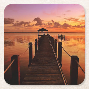 Sunset Sky Square Paper Coaster