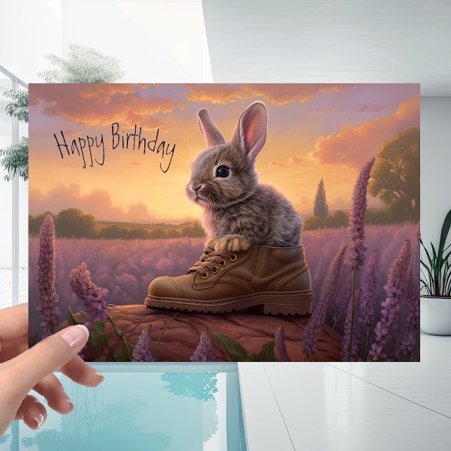 Sunset Sky with Cute Bunny Rabbit Birthday Card (Creator Uploaded)