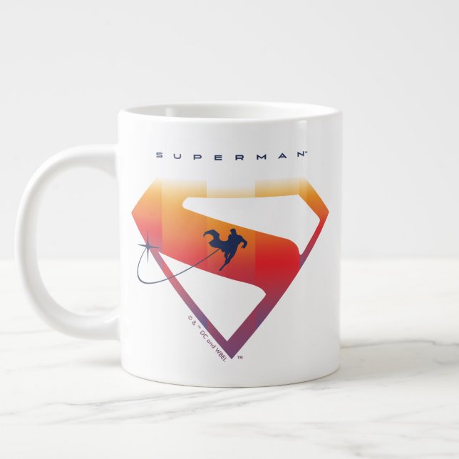 Sunset Soar Superman Shield Large Coffee Mug (Left)