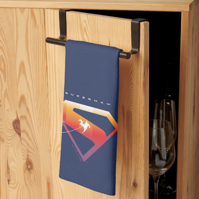 Sunset Soar Superman Shield Tea Towel (Thirds Fold)