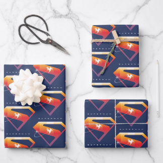 Sunset Soar Superman Shield Wrapping Paper Sheet