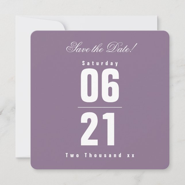 Sunset Solid Purple Wedding | Save the Date (Front)