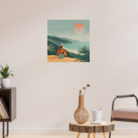 Sunset Solitude – Minimalist Coastal View Print