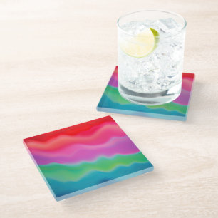 "Sunset Sorbet" Colourful Abstract Art   Glass Coaster