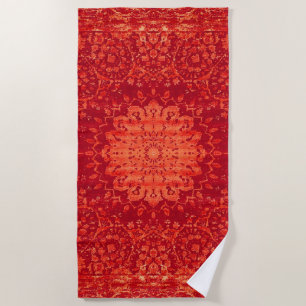 Sunset Souk: Orange Marrakesh Moroccan Pattern Beach Towel