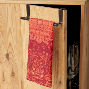Sunset Souk: Orange Marrakesh Moroccan Pattern Tea Towel