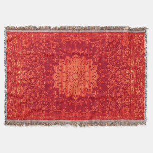 Sunset Souk: Orange Marrakesh Moroccan Pattern Throw Blanket