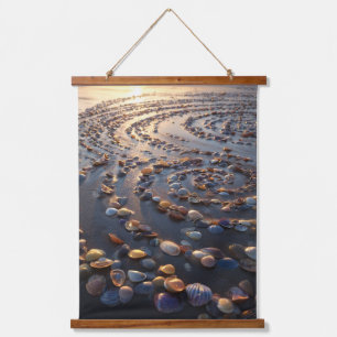 Sunset Spiral Shell Beach Pattern Art Hanging Tapestry