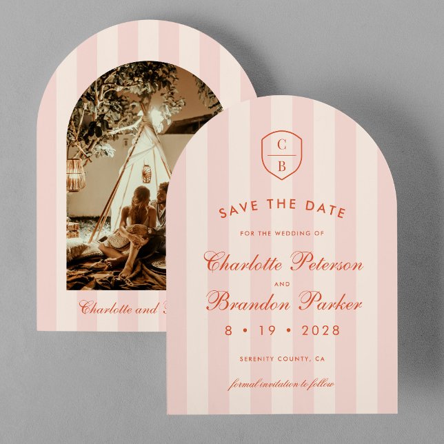 Sunset Spritz Stripes Photo Save The Date  Invitation (Creator Uploaded)