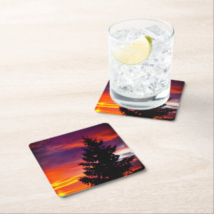 Sunset Square Paper Coaster