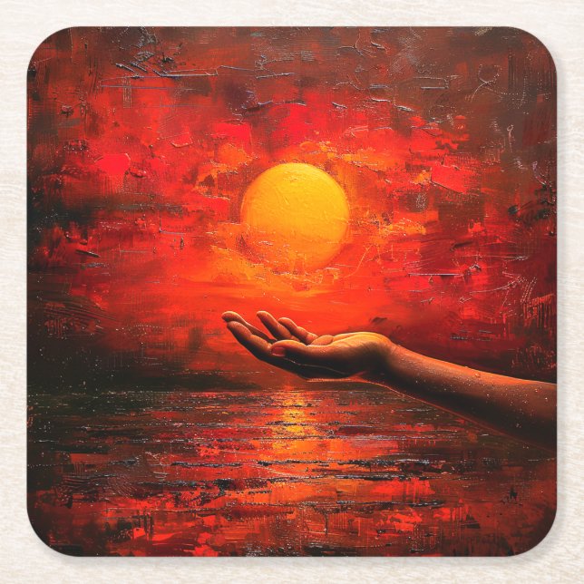 Sunset Square Paper Coaster (Front)