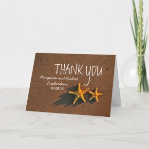 Sunset starfish couple wedding thank you card