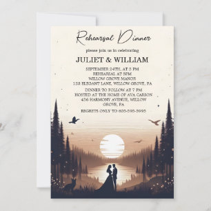 Sunset Stars Moon Cloud Twilight Rehearsal Dinner Invitation