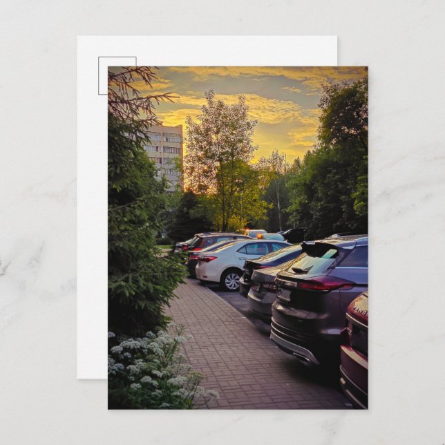 Sunset Stillness Announcement Card – Customisable (Front/Back)