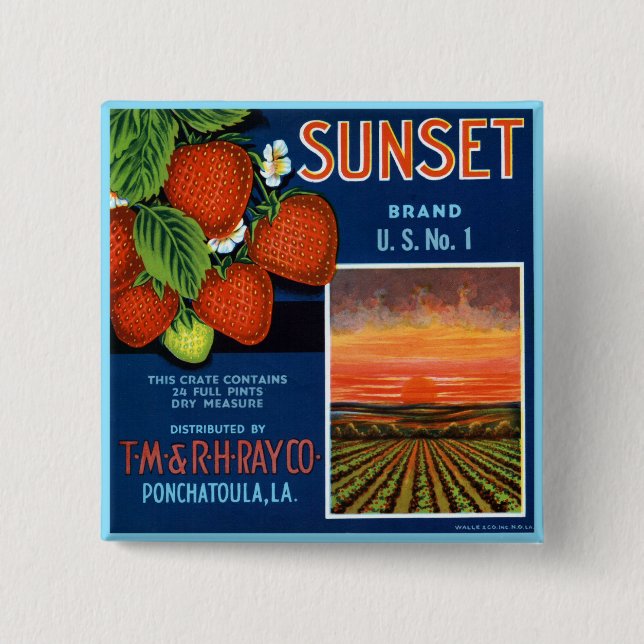 Sunset Strawberries 15 Cm Square Badge (Front)