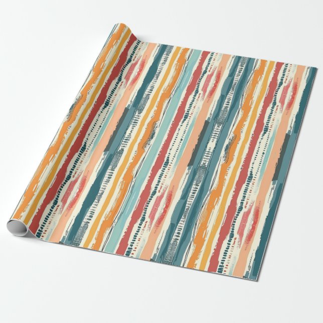 Sunset Stripe Serenade Wrapping Paper (Unrolled)