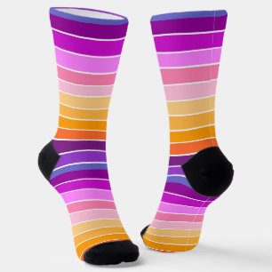 Sunset Stripes - Orange, Pink, Purple, Lavender Socks