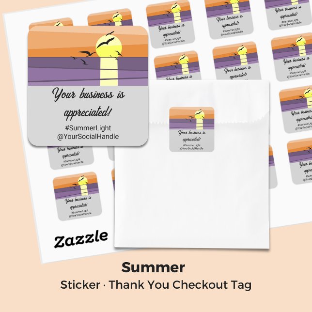 Sunset Stylised Grey Your Business Is Appreciated Square Sticker (Sunset Stylized Gray Your Business Is Appreciated Square Sticker)