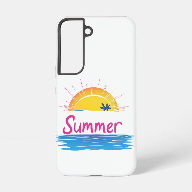 Sunset Summer Beach Illustration Samsung Galaxy S22 Case (Back)