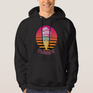 Sunset Summer Ice Cream Cone With Heart Sunglasses Hoodie