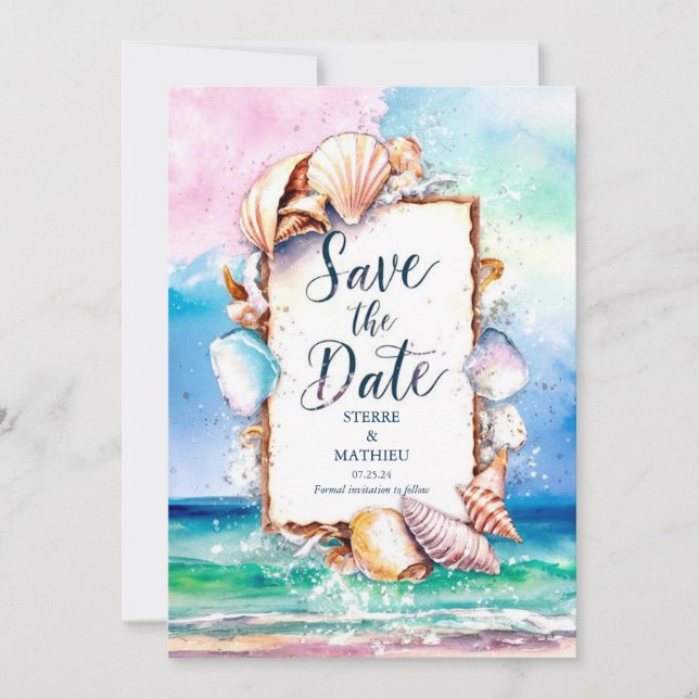 Sunset Sun Beach Wedding Save The Date (Front)