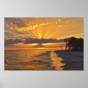 Sunset Sunbeams on Dauphin Island, Alabama Poster