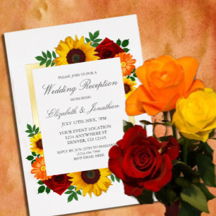 Sunset Sunflower Rose Floral Wedding Reception