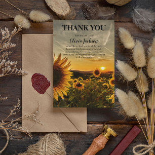 Sunset & Sunflowers   Appreciation Thank You Card