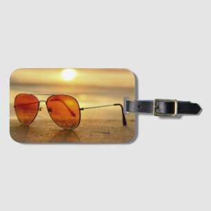 Sunset Sunglasses Beach Photo Luggage Tag